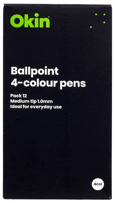 Okin 4 Colour Pen x 12's pack FPIBP4C