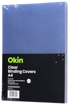 Okin A4 Clear Binding Cover 200mic x 100's pack FPBCOVCLEAR