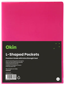 Okin A4 Pink L Shaped Pockets 12's pack FPH101471