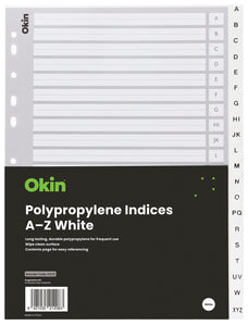 Okin A4 Polypropylene Indices A-Z - White FPIF670