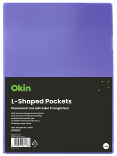 Okin A4 Purple L Shaped Pockets 12's pack FPH101488