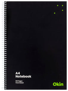 Okin A4 Spiral Bound Soft cover Notebook 120 pages x 3's pack FPISNBSC001