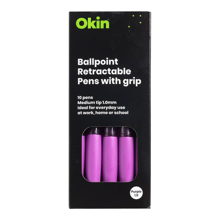 Okin Ballpoint Retractable Pen with Grip Purple FPIBPRGPUR