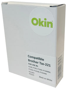 Okin Brother TZe221 9mm Compatible TZ Tape Black on White FPITZ221