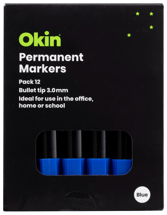 Okin Bullet Tip Permanent Marker Blue x 12's pack FPIPMBLUE