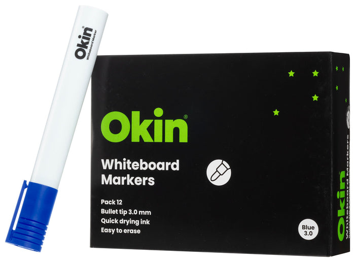 Okin Bullet Tip Whiteboard Marker Blue x 12's pack FPIWMBLUE