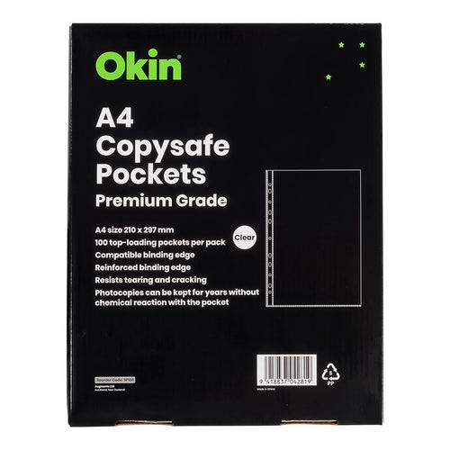 Okin Copysafe Pockets A4, Pack of 100 | Copysafe Pockets — Discount Office