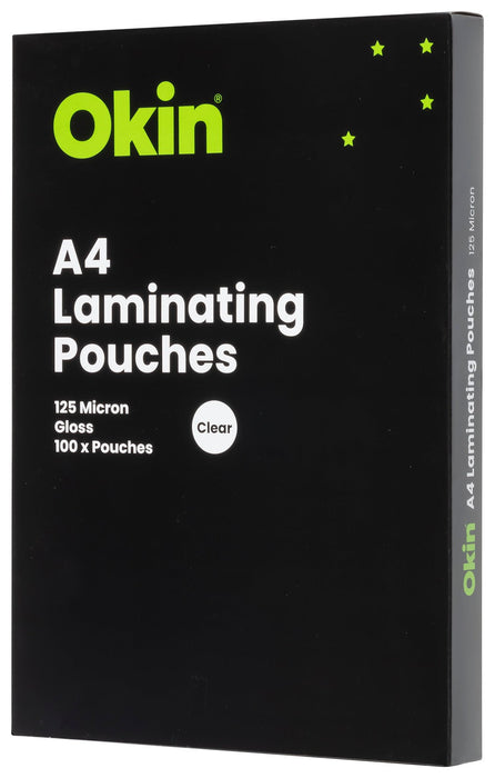 Okin Laminating Pouch A4 Gloss 125mic, Pack of 100 FPLAMA4125