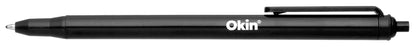 Okin One Piece Ballpoint Pen, 1.0mm Medium Tip, Retractable, Black, 10's pack FPIBP1PBLK