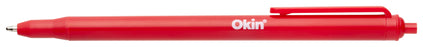 Okin One Piece Ballpoint Pen, 1.0mm Medium Tip, Retractable, Red, 10's pack FPIBP1PRED