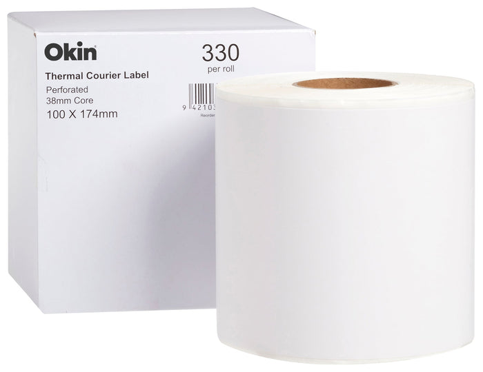Okin Thermal 100 x 174mm Courier Label Perforated - 330 Labels FPITCL001