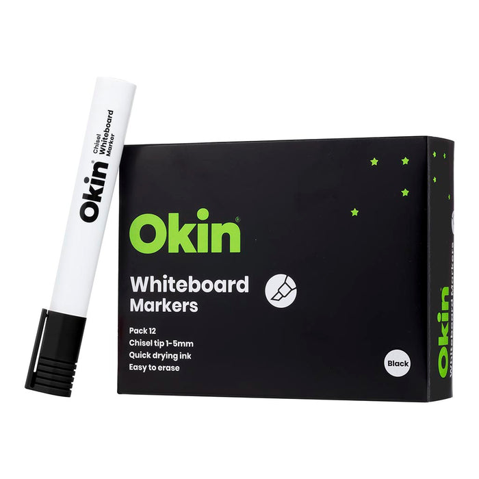 Okin Whiteboard Marker Chisel Tip Black x 12's pack FPIWMCBLK
