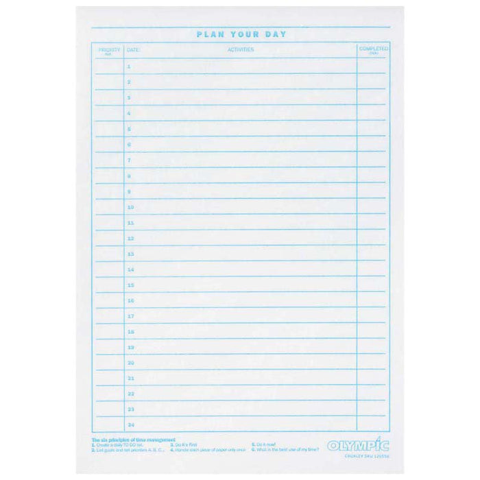 Olympic A5 Plan Your Day Pad 75 Leaf CX120558