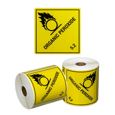 ORGANIC PEROXIDE 5.2 Printed Permanent Adhesive Label 99mm x 99mm x 500 Labels per roll MPH15280