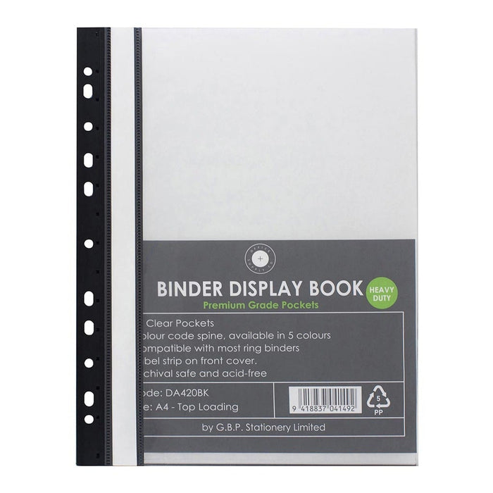 OSC 20 Pockets A4 Binder Display Book - Black Spine FPDA420BK