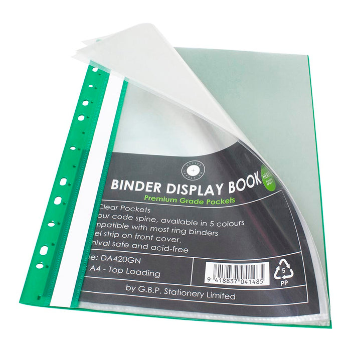 OSC 20 Pockets A4 Binder Display Book - Green Spine FPDA420GN