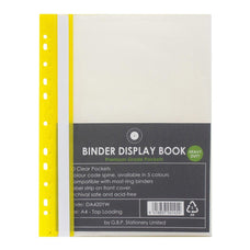 OSC 20 Pockets A4 Binder Display Book - Yellow Spine FPDA420YW