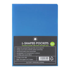 OSC A4 Blue L Shaped Pockets 12's pack FPH101414