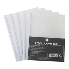 OSC A4 Clear Report Cover, White Colour Spine, Pack of 5 FPH105W