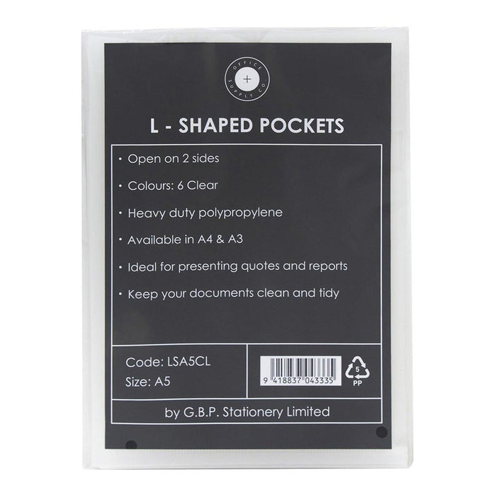 OSC A5 Clear L Shaped Pockets 6's pack FPLSA5CL