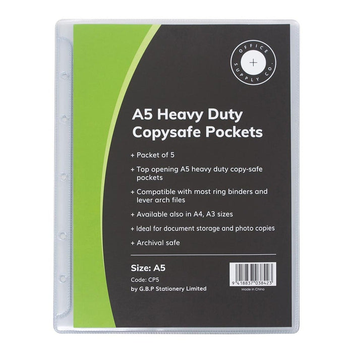 OSC Heavy Duty A5 Copysafe Pockets, Pack of 5 FPCP5