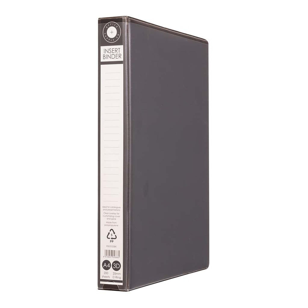 OSC Overlay Insert Cover A4 Ring Binder 3/25 - Black | OSC — Discount ...