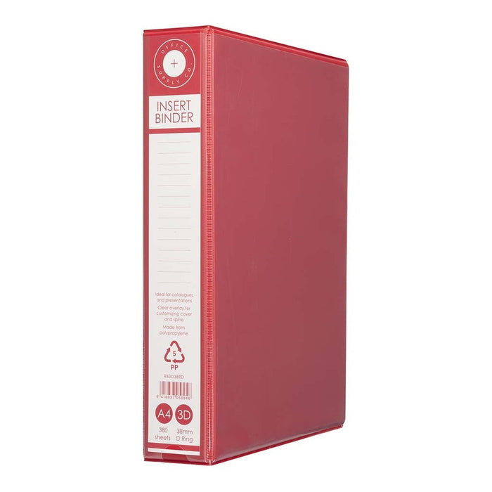 OSC Overlay Insert Cover A4 Ring Binder 3/38 - Red FPRB3D38RD