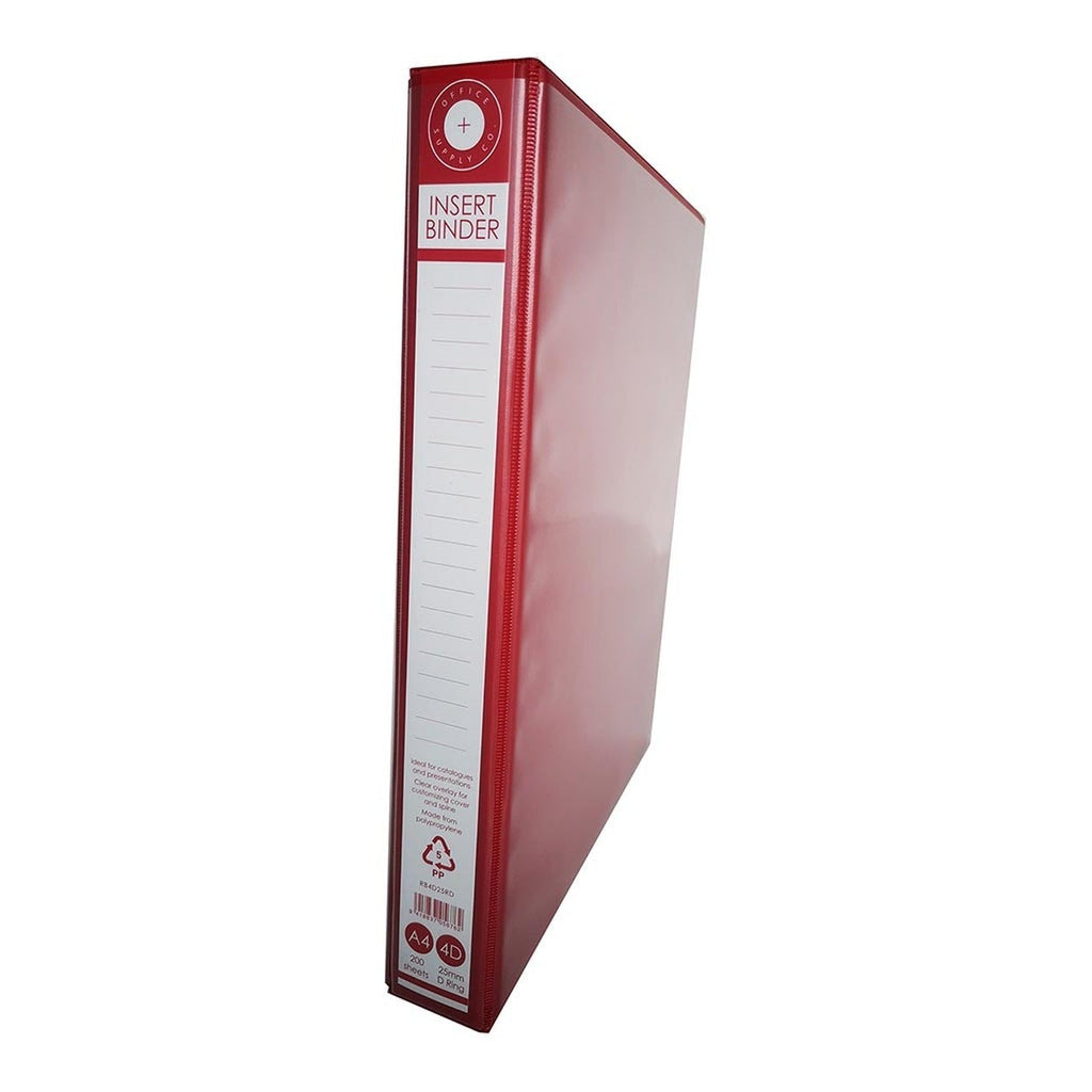 OSC Overlay Insert Cover A4 Ring Binder 4/25 - Red | Files & Folders ...
