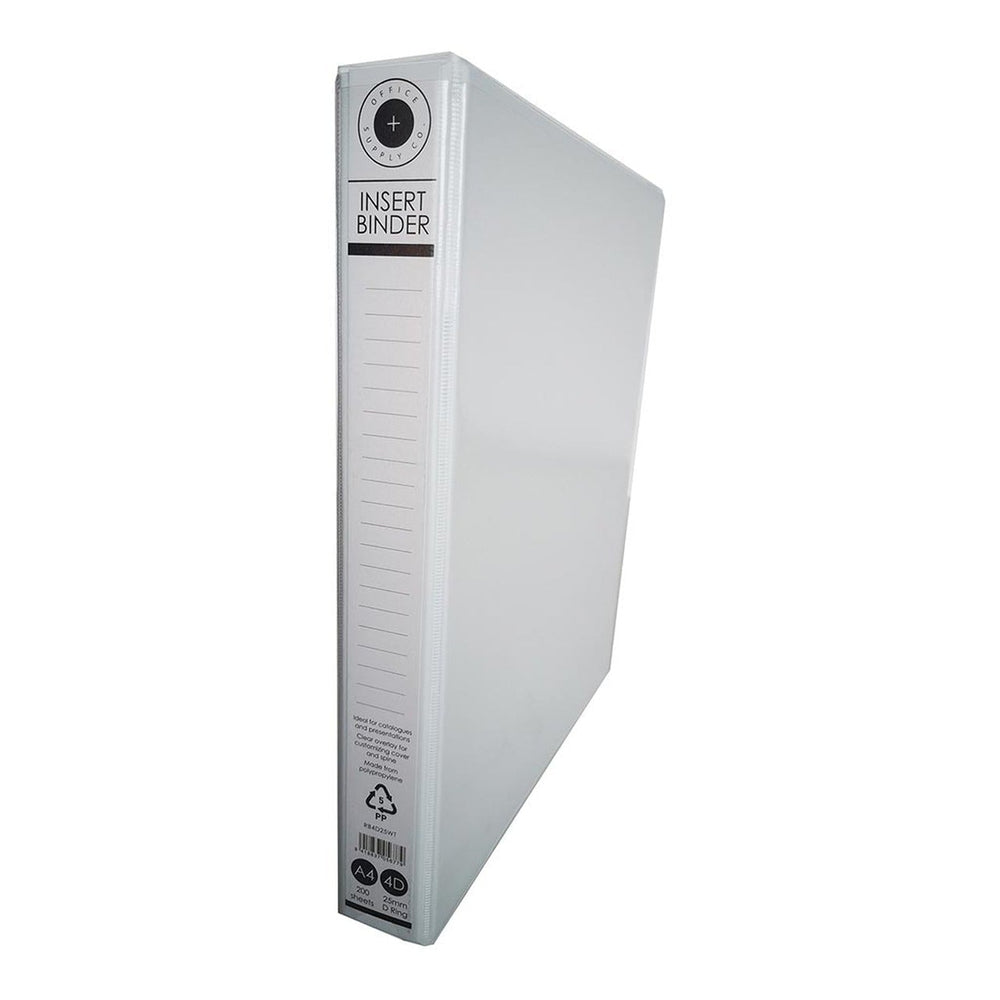 File Insert Binder OSC Overlay Insert Cover A4 Ring Binder 4/25 - White | Files & Folders ...