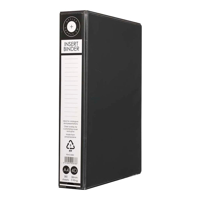 OSC Overlay Insert Cover A4 Ring Binder 4/38 - Black FPRB4D38BK