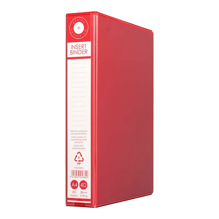 OSC Overlay Insert Cover A4 Ring Binder 4/38 - Red FPRB4D38RD