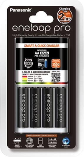 Panasonic Eneloop Pro AA / AAA Battery Charger + 4 AA Batteries DVPA4212