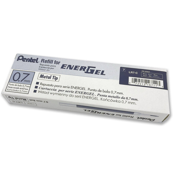 Pentel 0.7mm Gel Refill For Retractable Roller Pen - Blue (BL77) Pack of 12 AOLR7-C