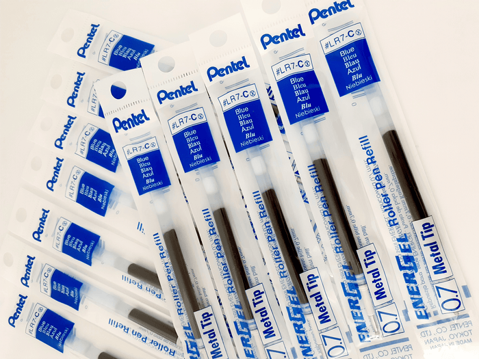Pentel 0.7mm Gel Refill For Retractable Roller Pen - Blue (BL77) Pack of 12 AOLR7-C