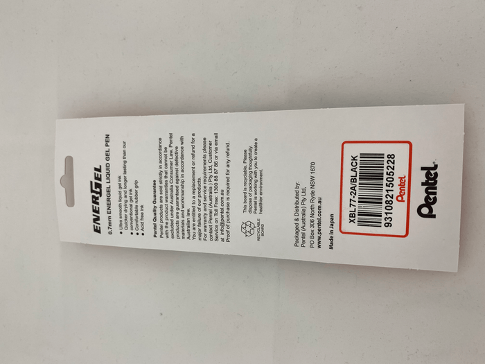 Pentel Energel Deluxe 0.7mm Pen - Black 2's Pack AOXBL77-2A