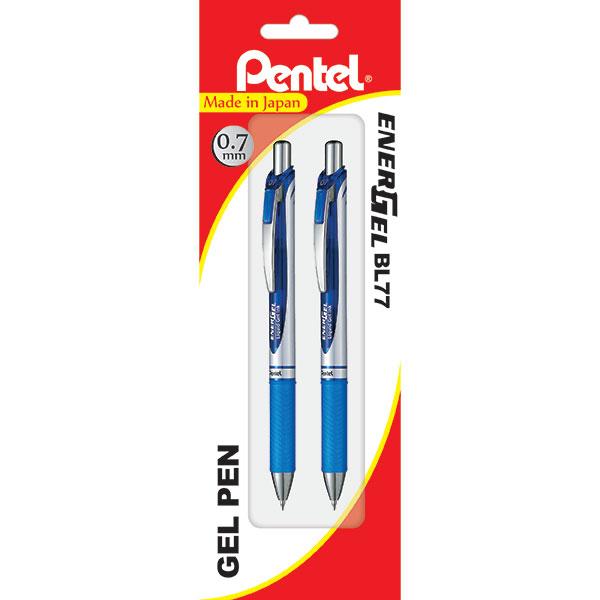 Pentel Energel Deluxe 0.7mm Pen - Blue 2's Pack AOXBL77-2C