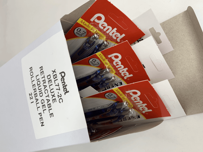 Pentel Energel Deluxe 0.7mm Pen - Blue 2's Pack AOXBL77-2C