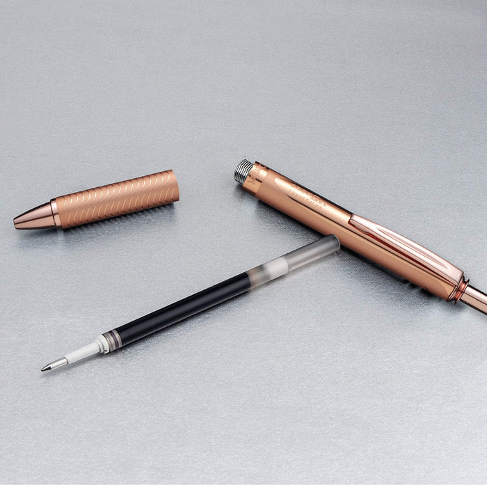 Pentel Energel Retractable 0.7mm Gel Pen + Gift Box - Black Ink / Pink Gold Barrel AOBL407PG-PBOX