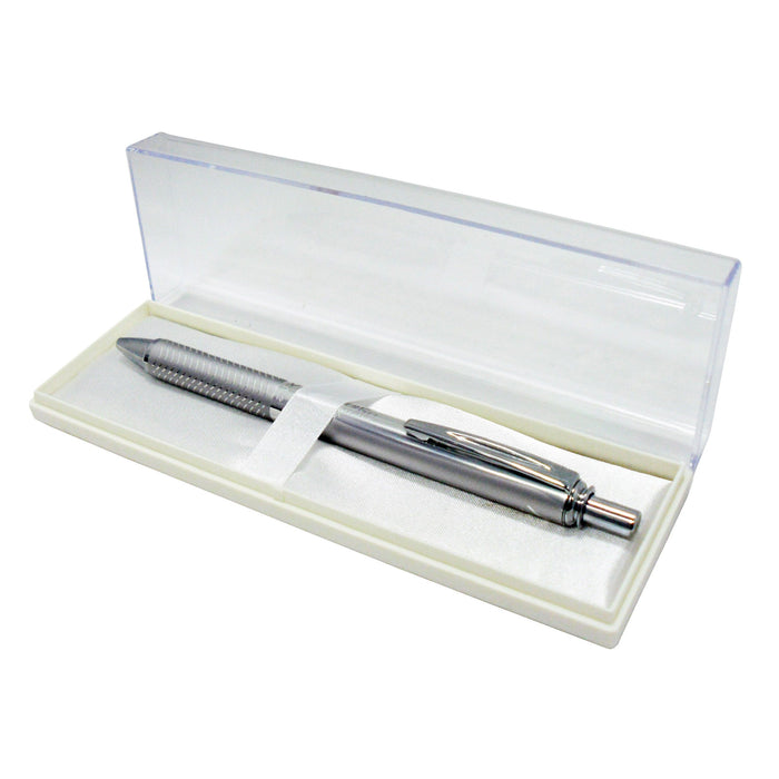 Pentel Energel Retractable 0.7mm Gel Pen + Gift Box - Black Ink / Silver Barrel AOBL407Z-PBOX