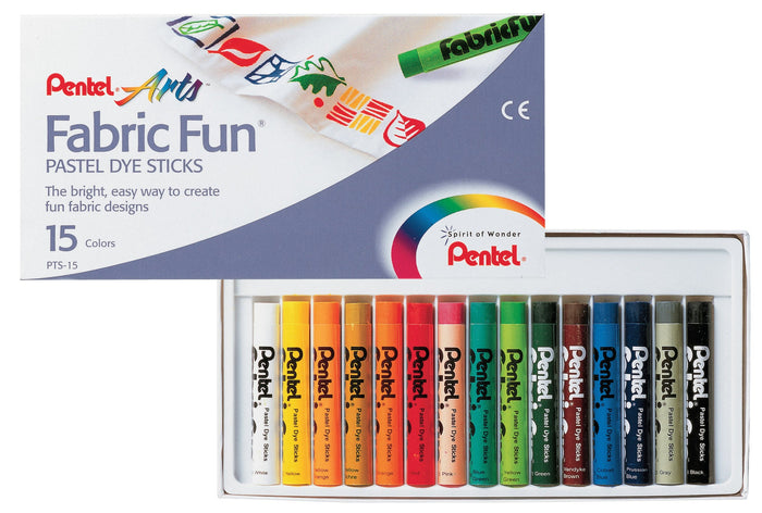 Pentel Fabric Fun Pastel Dye Sticks Assorted Pack of 15 AOPTS-15