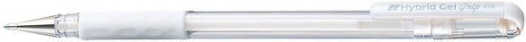 Pentel Hybrid Gel Grip Gell Roller Pen Stick K118l 0.8mm White - Pack of 12 AOK118L-W
