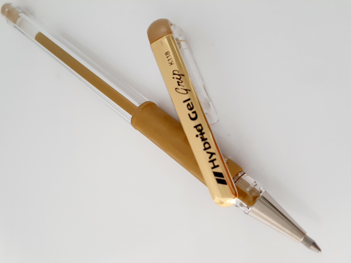 Pentel Hybrid Gel Grip Gell Roller Pen Stick K118m 0.8mm Metallic Gold - Pack of 12 AOK118M-X