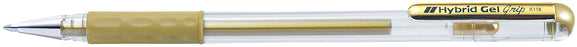 Pentel Hybrid Gel Grip Gell Roller Pen Stick K118m 0.8mm Metallic Gold - Pack of 12 AOK118M-X