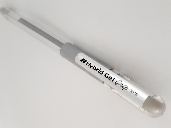 Pentel Hybrid Gel Grip Gell Roller Pen Stick K118m 0.8mm Metallic Silver - Pack of 12 AOK118M-Z