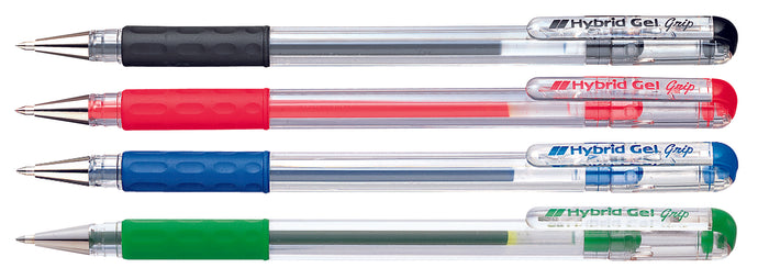 Pentel K116 Hybrid Gel Grip Roller Pen 0.6mm Black - Pack of 12 AOK116-A