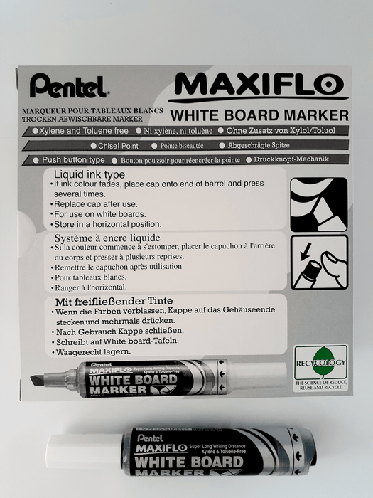 Pentel Maxiflo Whiteboard Marker Chisel Tip Black AOMWL6-A