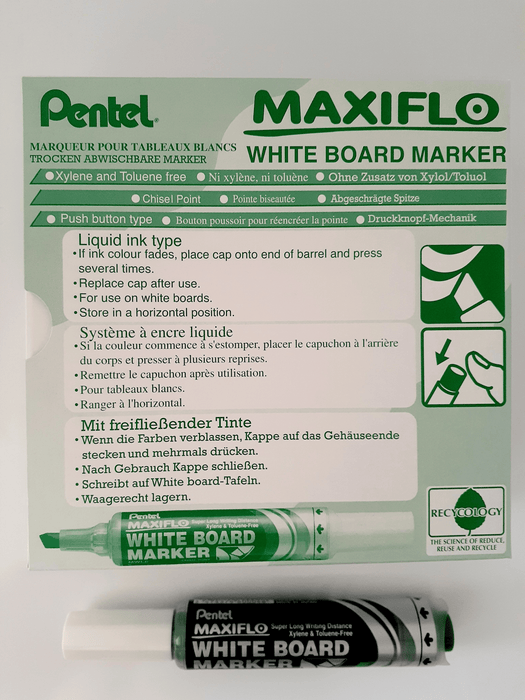 Pentel Maxiflo Whiteboard Marker Chisel Tip, Green AOMWL6-D
