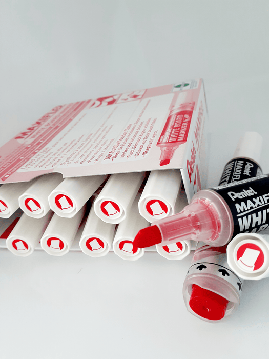 Pentel Maxiflo Whiteboard Marker Chisel Tip Red AOMWL6-B