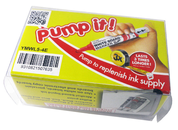 Pentel Maxiflo Whiteboard Marker Fine Tip 4's plus Whiteboard Eraser AOYMWL5-4E