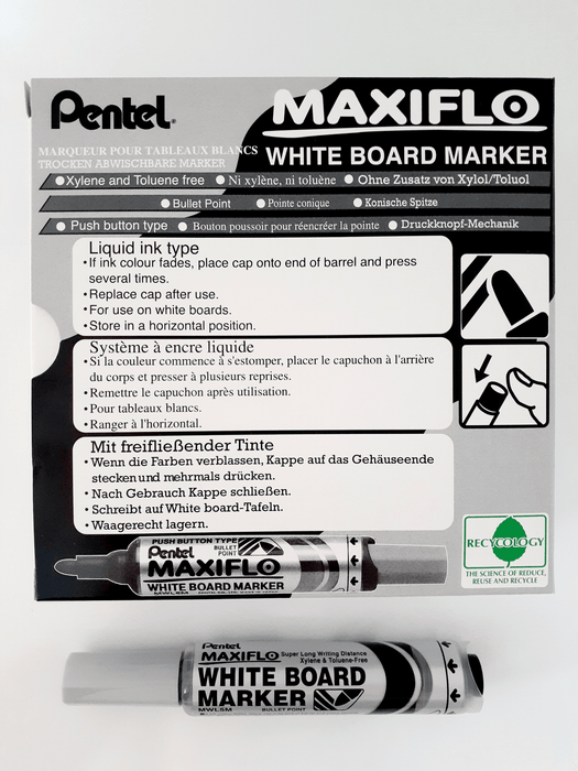 Pentel Maxiflo Whiteboard Marker Fine Tip, Black AOMWL5M-A